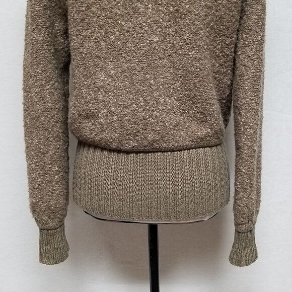 𝅺RARE Retro Moda International Brown Popcorn Boucle Wool Blend Ribbed Cardigan - Picture 13 of 15
